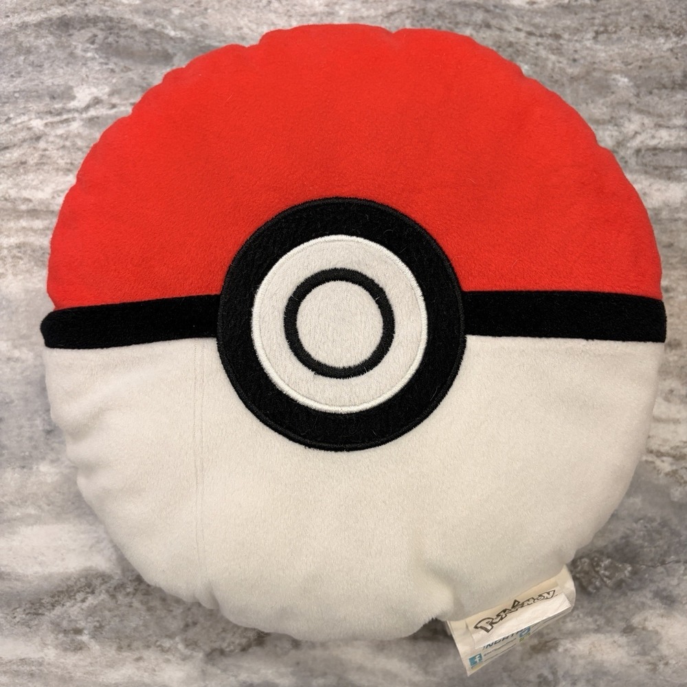Pokemon Pokeball Throw Pillow Plush Cushion 2017 Nintendo Red White Decor